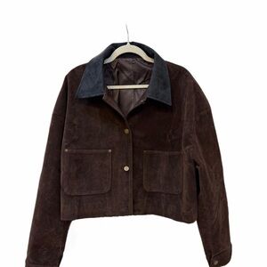 Vintage Style Faux Suede Cropped Jacket